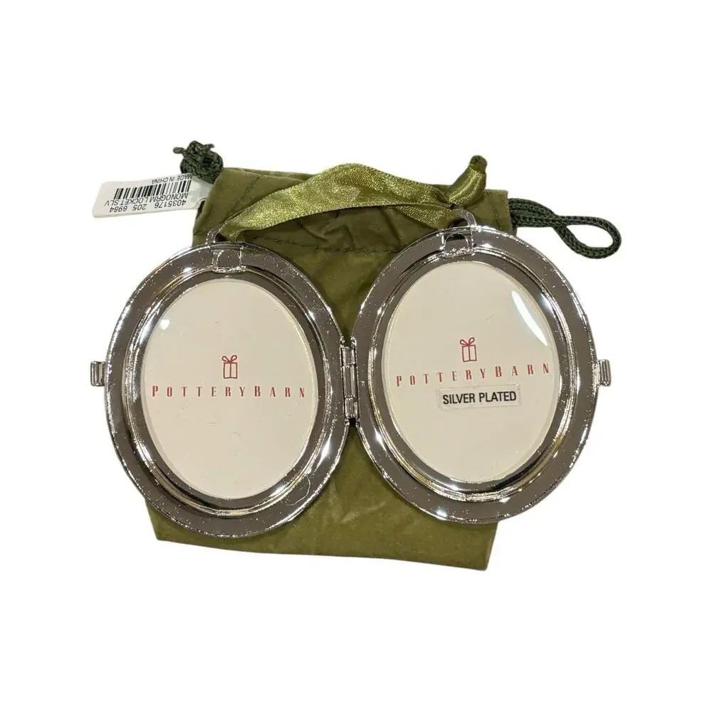 Vintage Pottery Barn Picture Frame Locket Ornament Silver Plated 2005